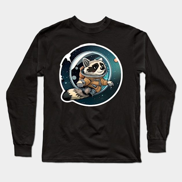 Ronald the Racoon but he's trapped in a big glass orb in space Sticker Long Sleeve T-Shirt by Walford-Designs